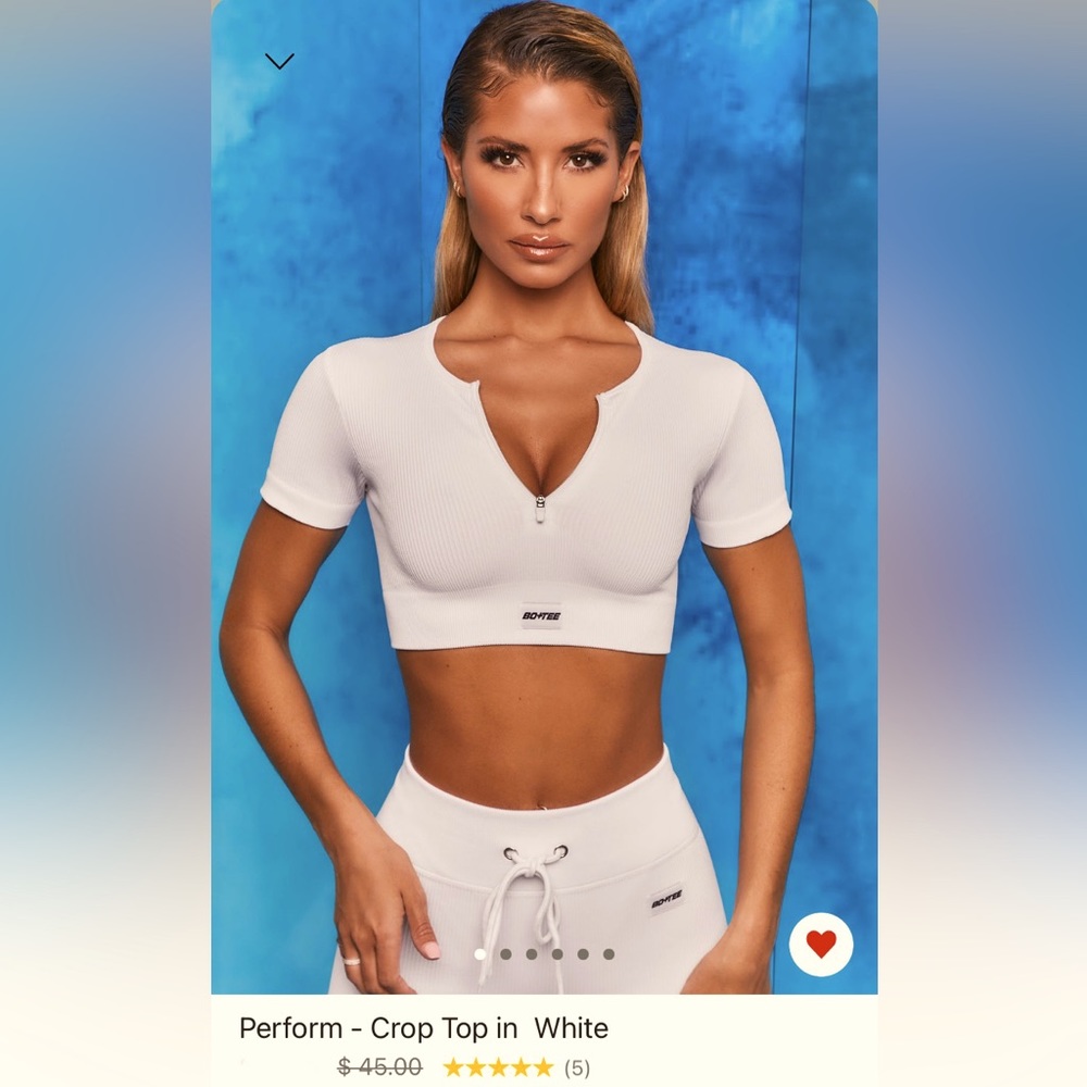 Bo + Tee Perform Crop Top in White